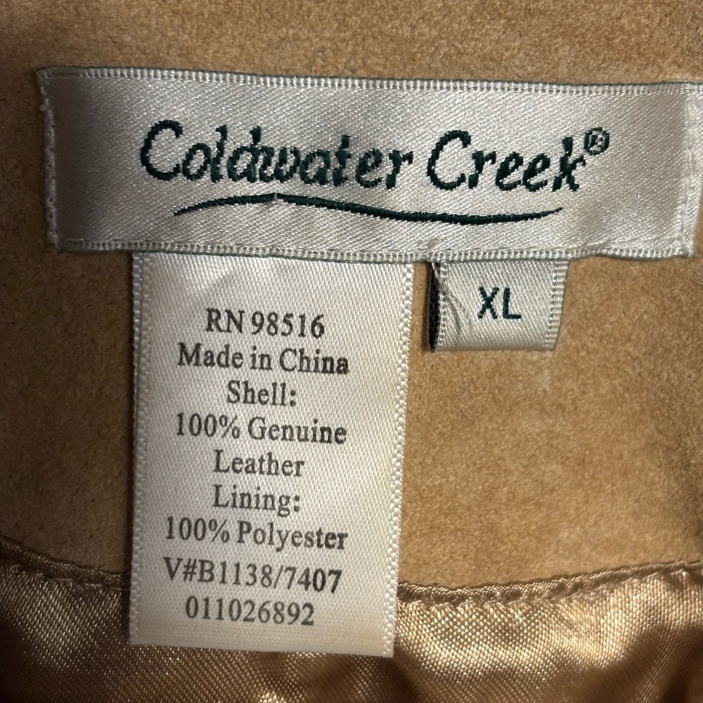 Coldwater Creek Tan Leather Blazer Jacket Women’s XL Button Front - Picture 4 of 16